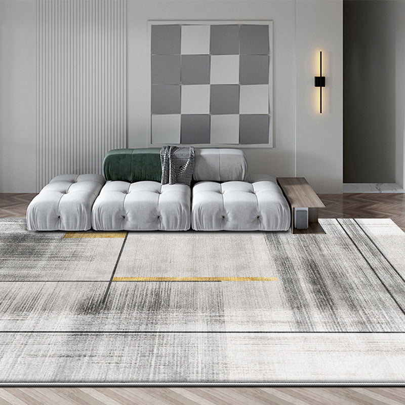 Gray Modern Rug Simple Color Piece Rug Stain Resistant Rug for Living Room