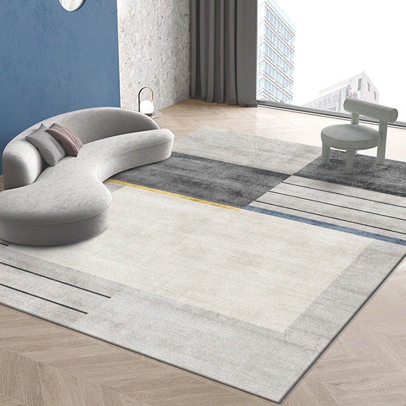 Gray Modern Rug Simple Color Piece Rug Stain Resistant Rug for Living Room