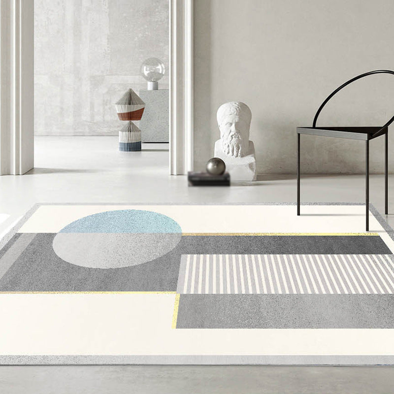 Gray Modern Rug Simple Color Piece Rug Stain Resistant Rug for Living Room