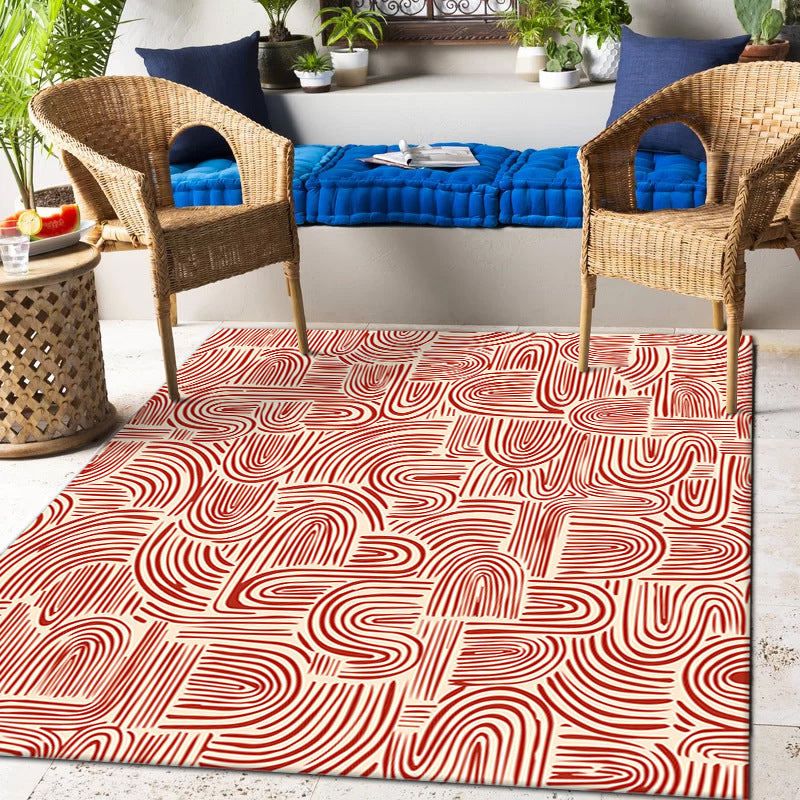 Light Orange Rug Polyester Graphic Rug Non-Slip Backing Rug for Home Decoration
