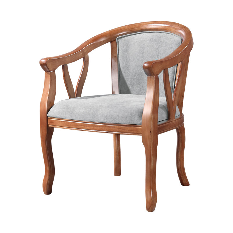 Silla de comedor tradicional de madera maciza, sillón de comedor de lino para uso doméstico