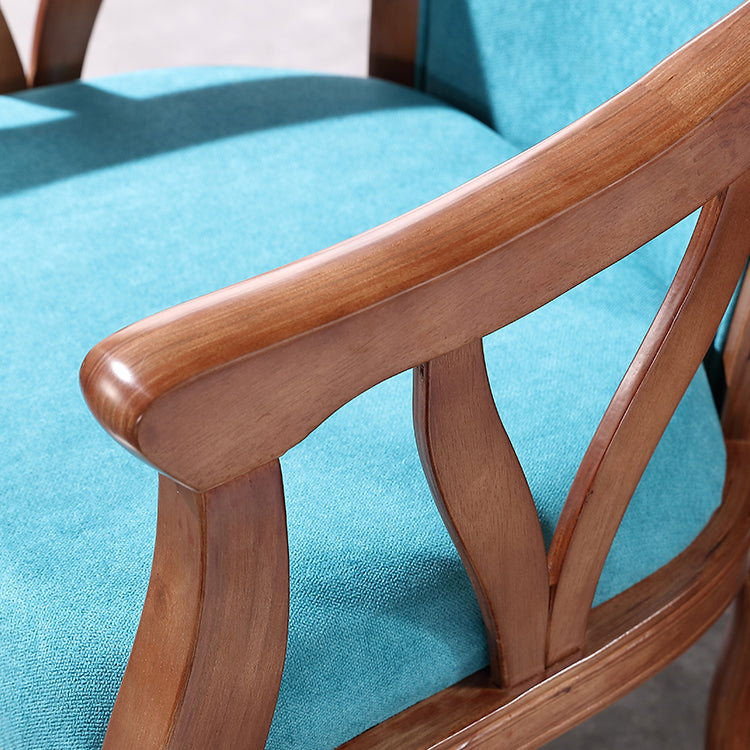 Silla de comedor tradicional de madera maciza, sillón de comedor de lino para uso doméstico