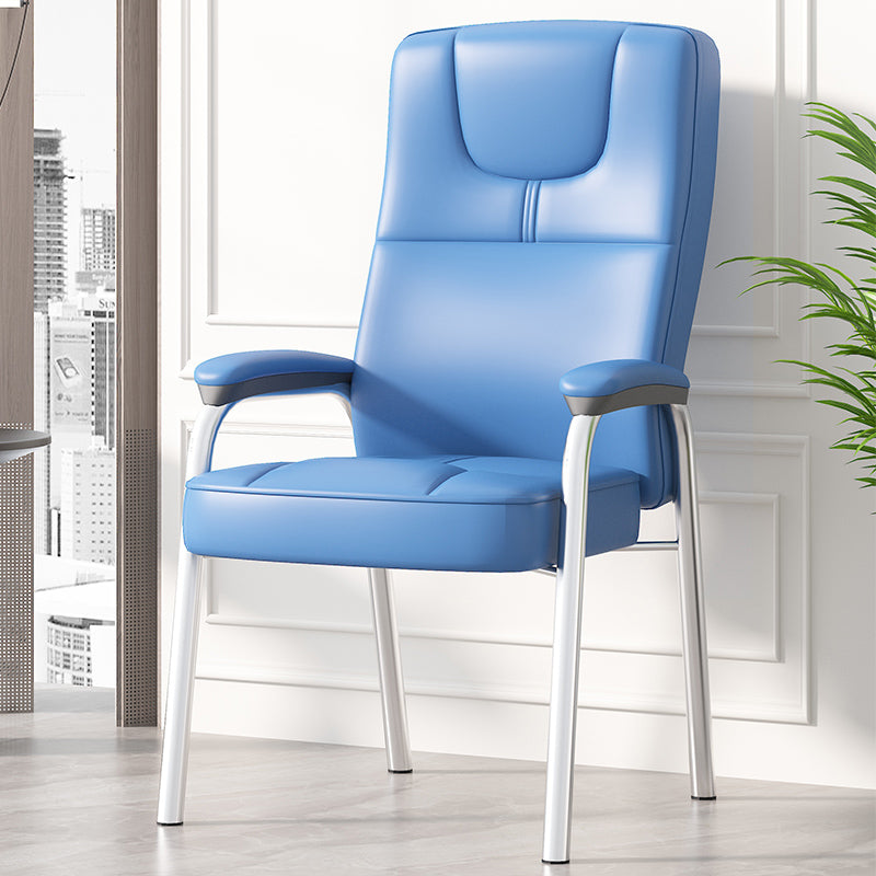 Minimalist Style PU Leather Dining Chair Solid Back Upholstered Arm Single Chair