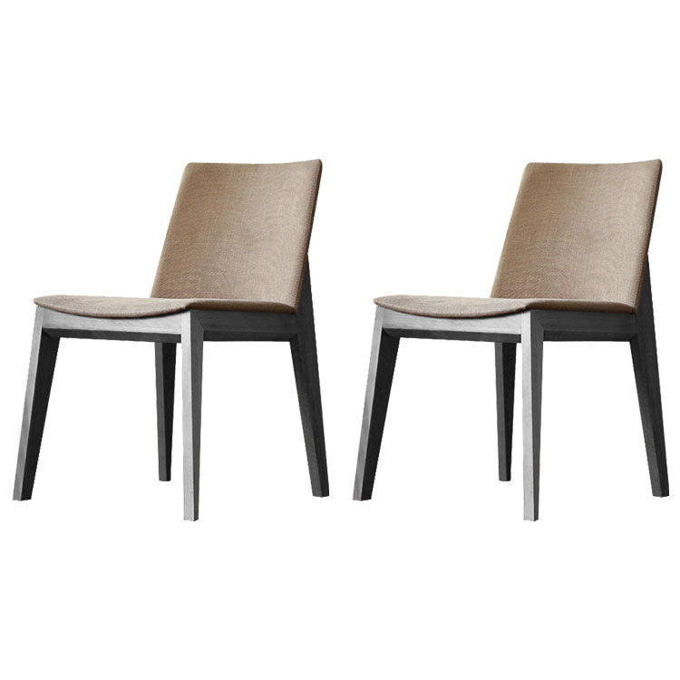 Sillas de comedor tapizadas sin brazos Sillas laterales de interior con patas de madera (juego de 2)