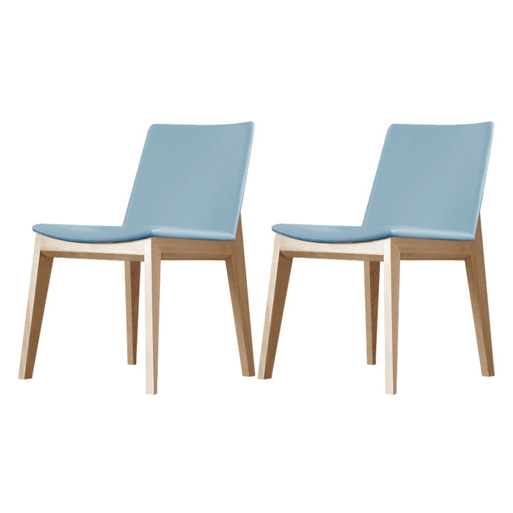 Sillas de comedor tapizadas sin brazos Sillas laterales de interior con patas de madera (juego de 2)