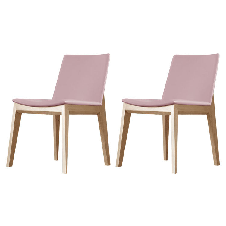 Sillas de comedor tapizadas sin brazos Sillas laterales de interior con patas de madera (juego de 2)
