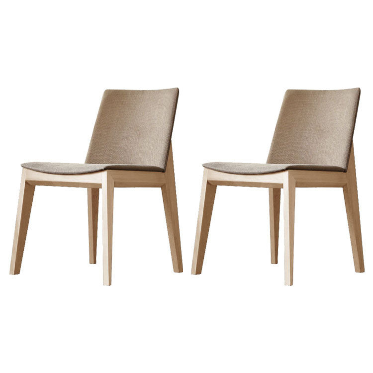 Sillas de comedor tapizadas sin brazos Sillas laterales de interior con patas de madera (juego de 2)