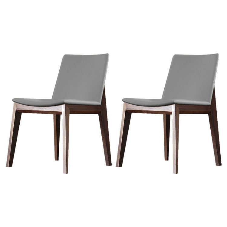 Sillas de comedor tapizadas sin brazos Sillas laterales de interior con patas de madera (juego de 2)