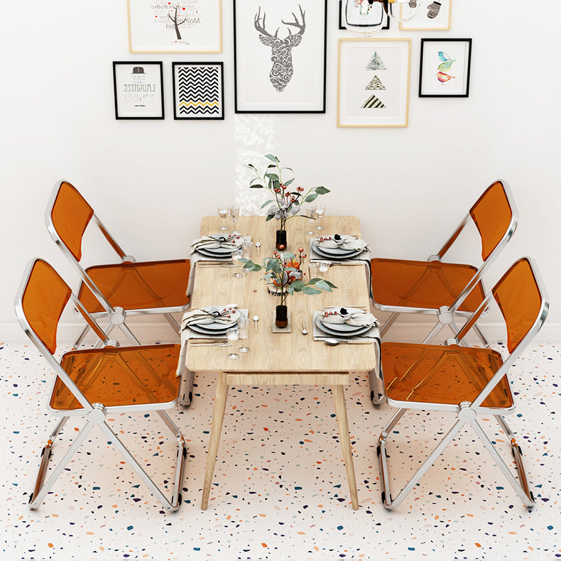 Silla lateral de comedor con respaldo abierto de estilo industrial, silla sin brazos de comedor de plástico para el hogar
