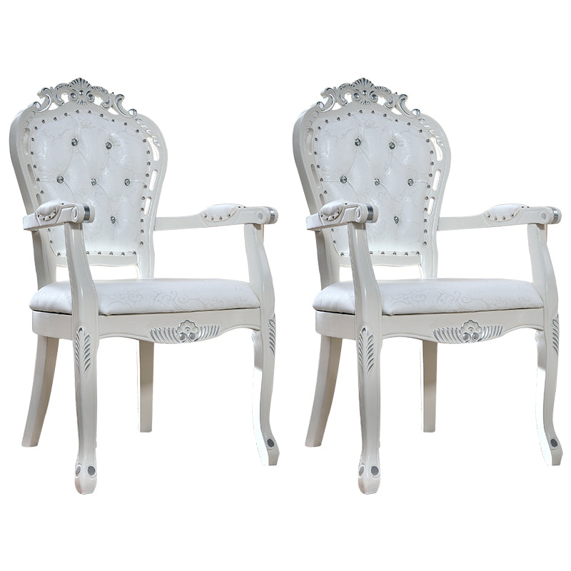 Silla de comedor tapizada victoriana King Louis Back Silla de comedor con acabado mate (juego de 2)