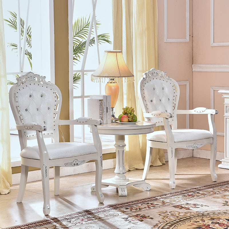 Silla de comedor tapizada victoriana King Louis Back Silla de comedor con acabado mate (juego de 2)