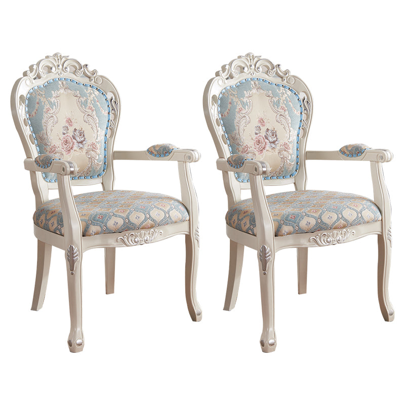 Silla de comedor tapizada victoriana King Louis Back Silla de comedor con acabado mate (juego de 2)
