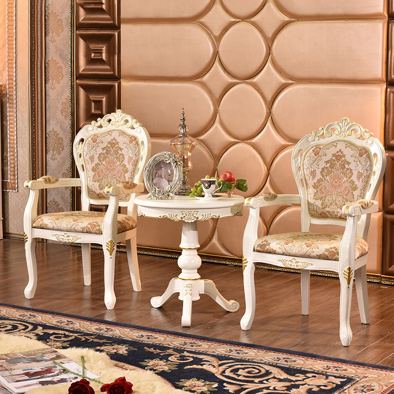 Silla de comedor de tela victoriana con respaldo King Louis y acabado mate (juego de 2)