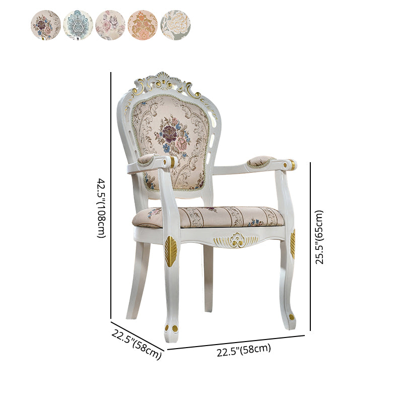 Silla de comedor de tela victoriana con respaldo King Louis y acabado mate (juego de 2)