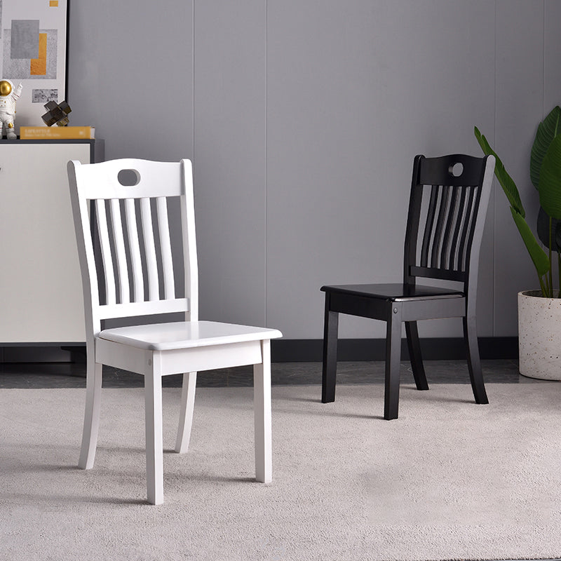 Inicio Sillas de comedor sin brazos Silla lateral con respaldo de listones y patas de madera (juego de 2)