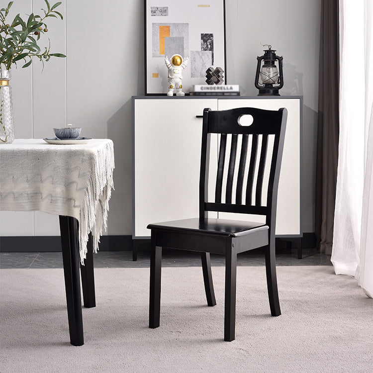 Inicio Sillas de comedor sin brazos Silla lateral con respaldo de listones y patas de madera (juego de 2)