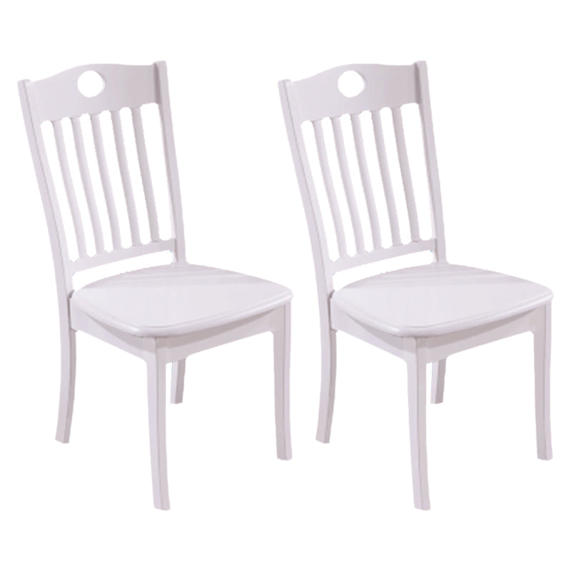 Inicio Sillas de comedor sin brazos Silla lateral con respaldo de listones y patas de madera (juego de 2)