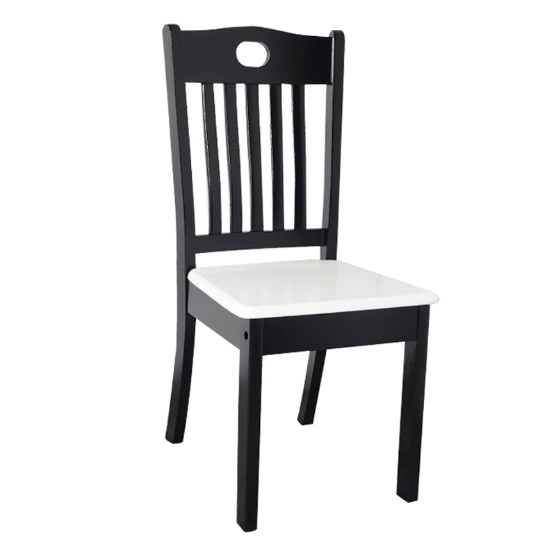 Inicio Sillas de comedor sin brazos Silla lateral con respaldo de listones y patas de madera (juego de 2)