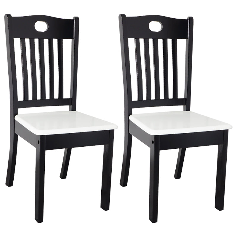 Inicio Sillas de comedor sin brazos Silla lateral con respaldo de listones y patas de madera (juego de 2)