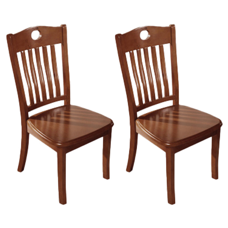 Inicio Sillas de comedor sin brazos Silla lateral con respaldo de listones y patas de madera (juego de 2)