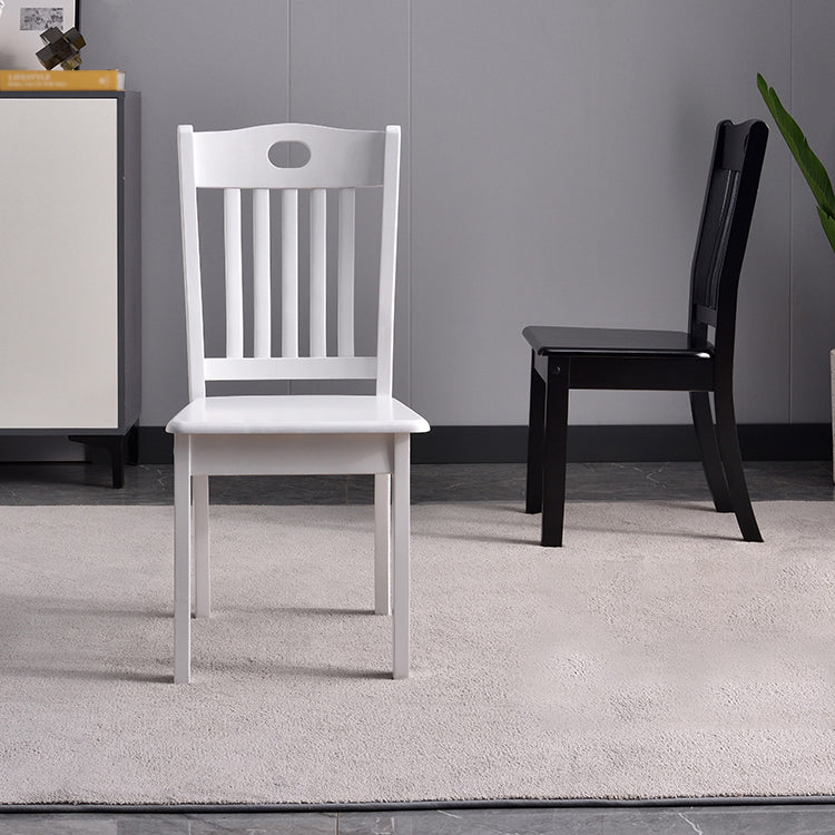 Inicio Sillas de comedor sin brazos Silla lateral con respaldo de listones y patas de madera (juego de 2)