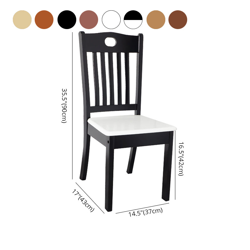 Inicio Sillas de comedor sin brazos Silla lateral con respaldo de listones y patas de madera (juego de 2)