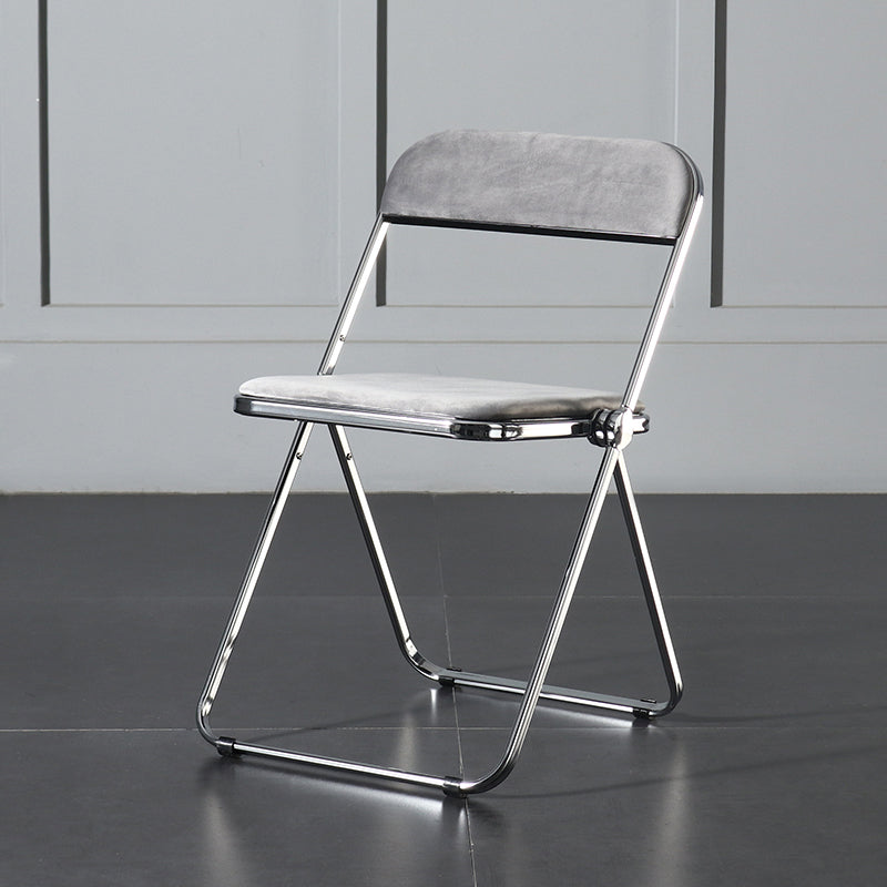 Silla de comedor plegable con respaldo abierto, silla de comedor individual sin brazos con patas de metal
