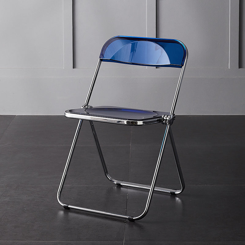 Silla de comedor plegable con respaldo abierto, silla de comedor individual sin brazos con patas de metal