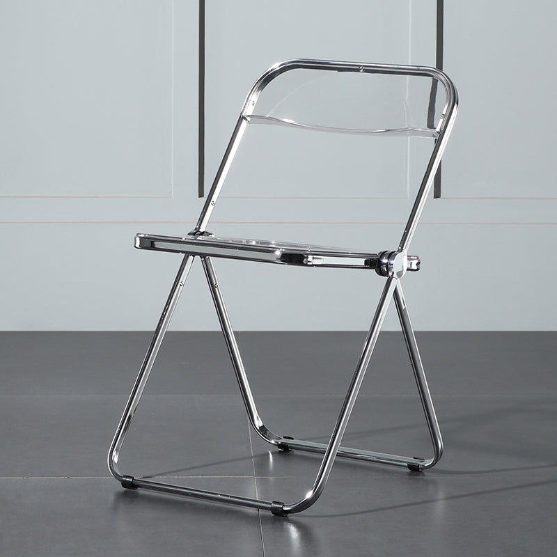 Silla de comedor plegable con respaldo abierto, silla de comedor individual sin brazos con patas de metal