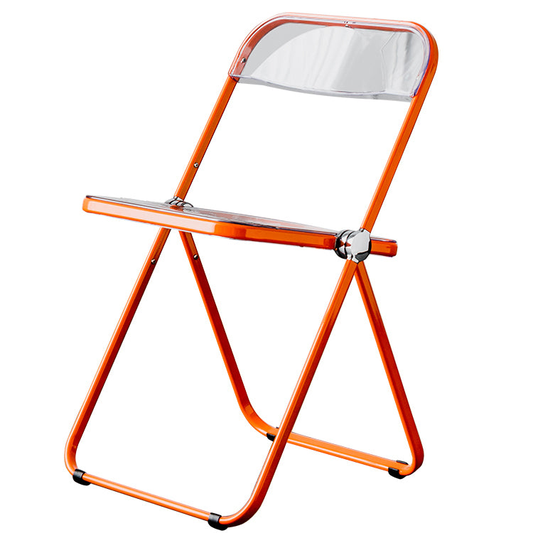 Silla de comedor plegable con respaldo abierto, silla de comedor individual sin brazos con patas de metal