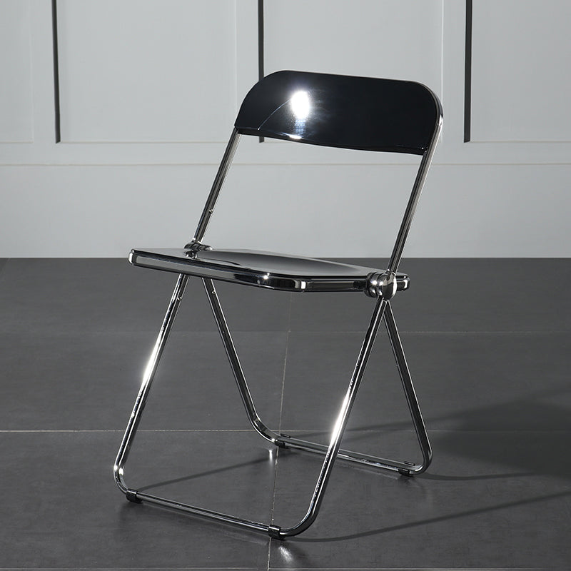 Silla de comedor plegable con respaldo abierto, silla de comedor individual sin brazos con patas de metal