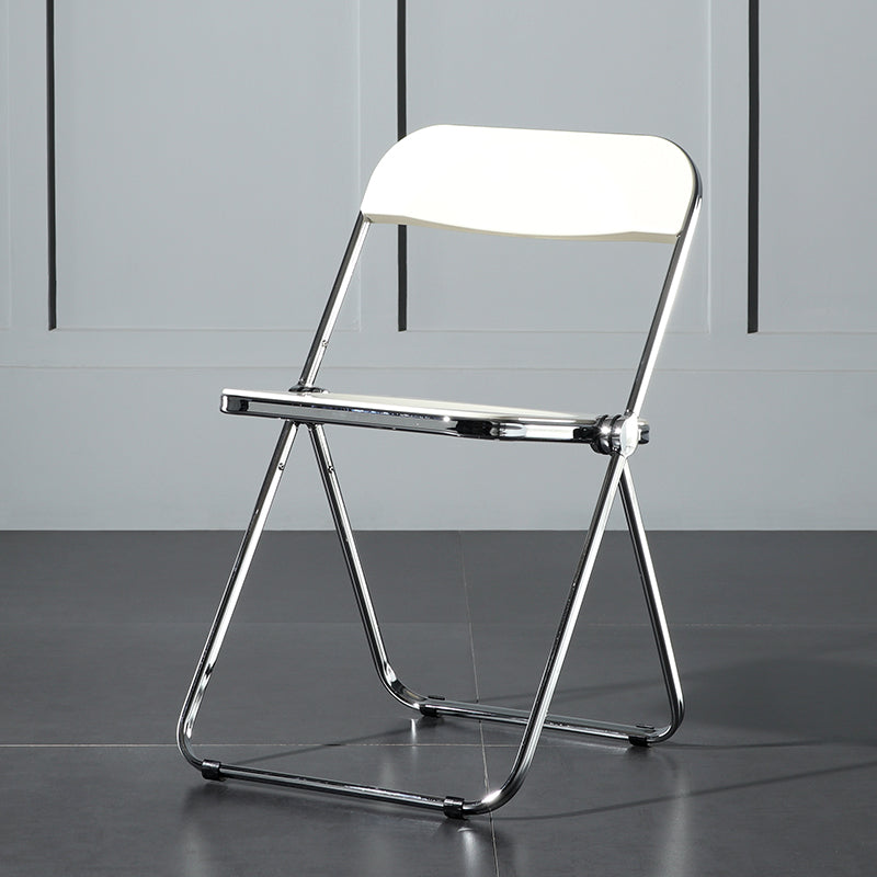 Silla de comedor plegable con respaldo abierto, silla de comedor individual sin brazos con patas de metal