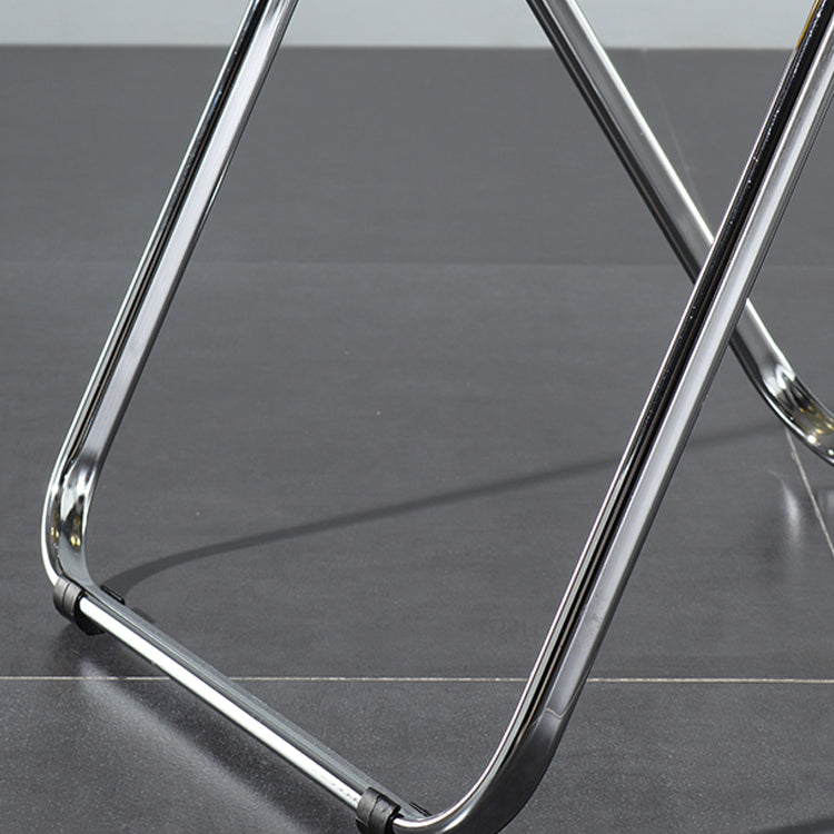 Silla de comedor plegable con respaldo abierto, silla de comedor individual sin brazos con patas de metal