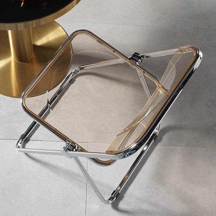 Silla de comedor plegable con respaldo abierto, silla de comedor individual sin brazos con patas de metal