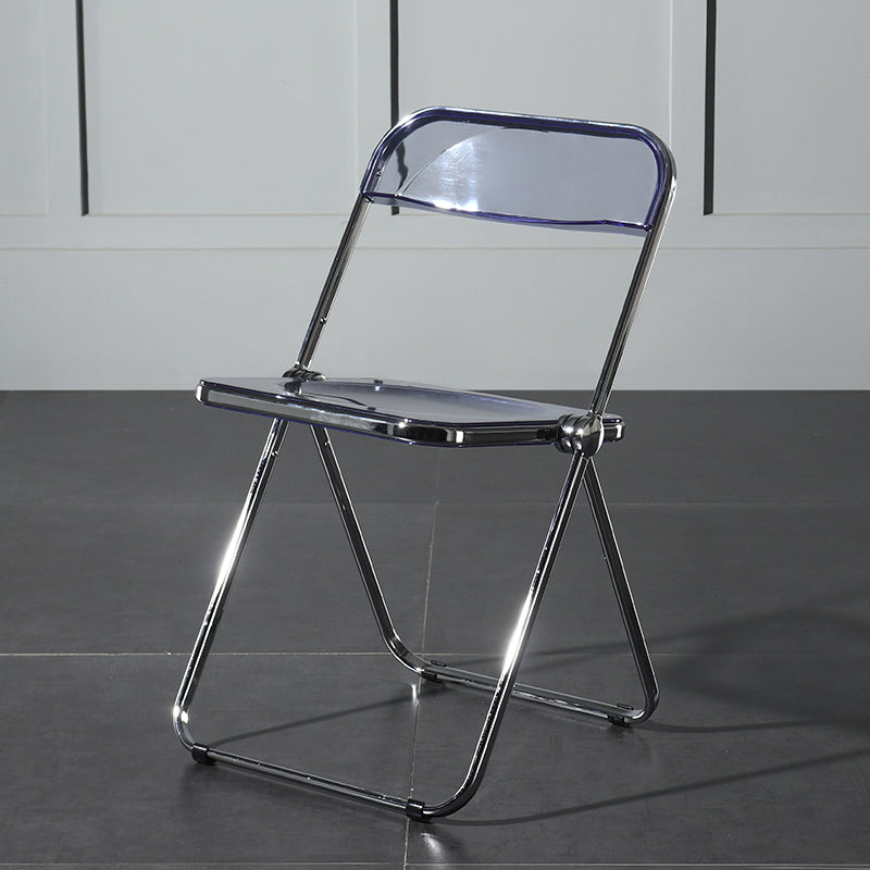Silla de comedor plegable con respaldo abierto, silla de comedor individual sin brazos con patas de metal