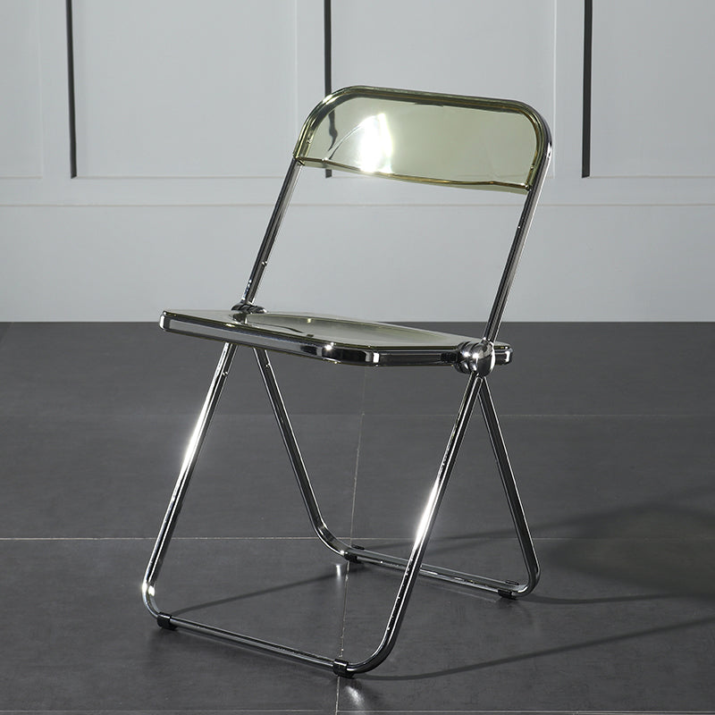 Silla de comedor plegable con respaldo abierto, silla de comedor individual sin brazos con patas de metal