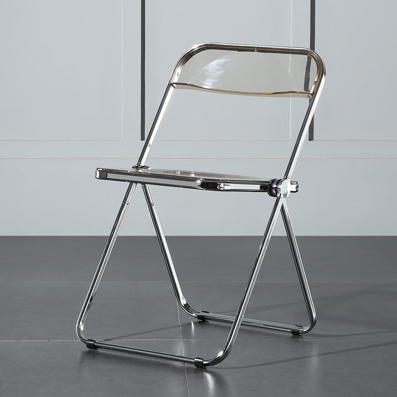 Silla de comedor plegable con respaldo abierto, silla de comedor individual sin brazos con patas de metal