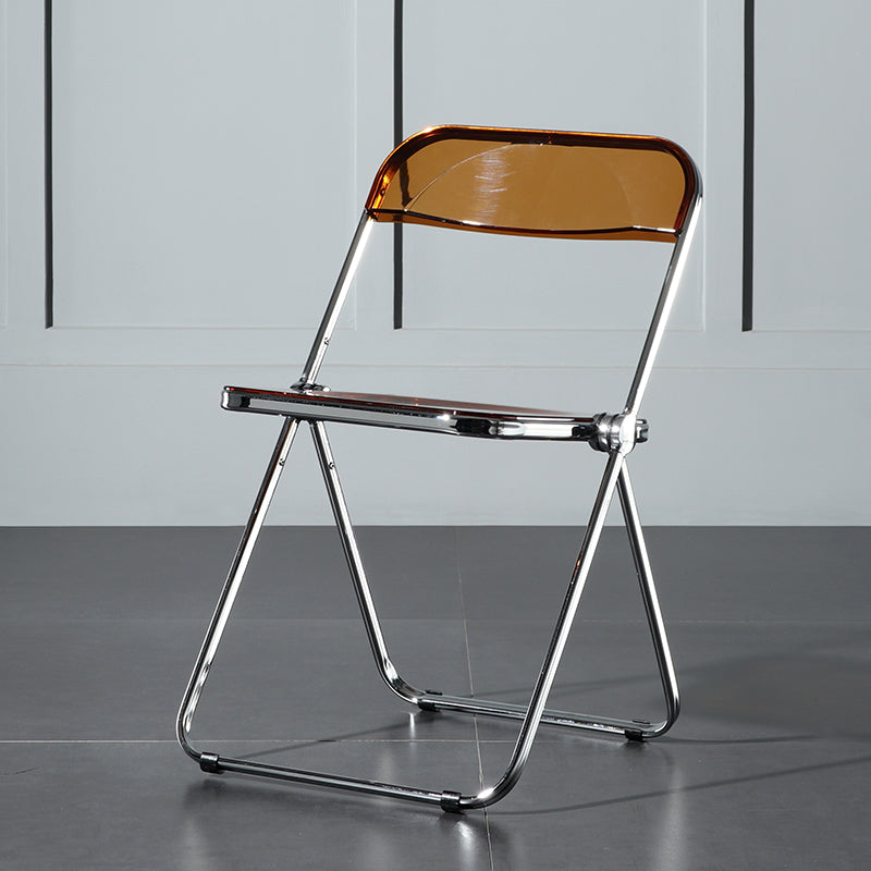 Silla de comedor plegable con respaldo abierto, silla de comedor individual sin brazos con patas de metal