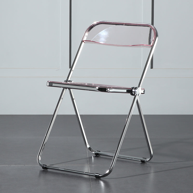 Silla de comedor plegable con respaldo abierto, silla de comedor individual sin brazos con patas de metal