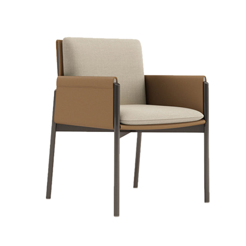 Silla casera de cuero de estilo diseñador, sillón lateral de comedor con respaldo sólido
