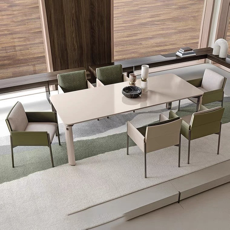 Silla casera de cuero de estilo diseñador, sillón lateral de comedor con respaldo sólido