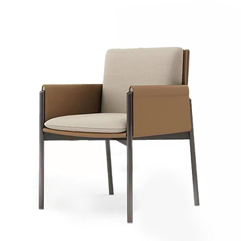 Silla casera de cuero de estilo diseñador, sillón lateral de comedor con respaldo sólido