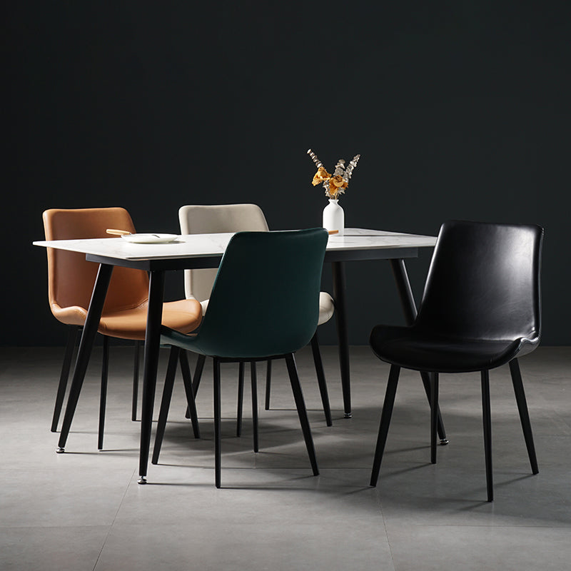 Silla lateral de comedor de metal de estilo nórdico, silla lateral de comedor sin brazos para cocina