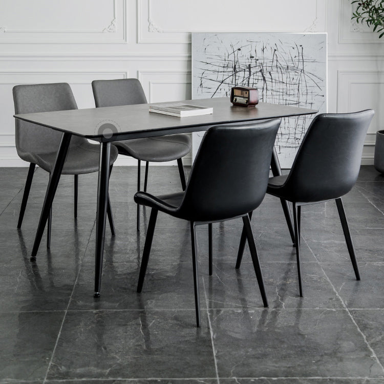 Silla lateral de comedor de metal de estilo nórdico, silla lateral de comedor sin brazos para cocina