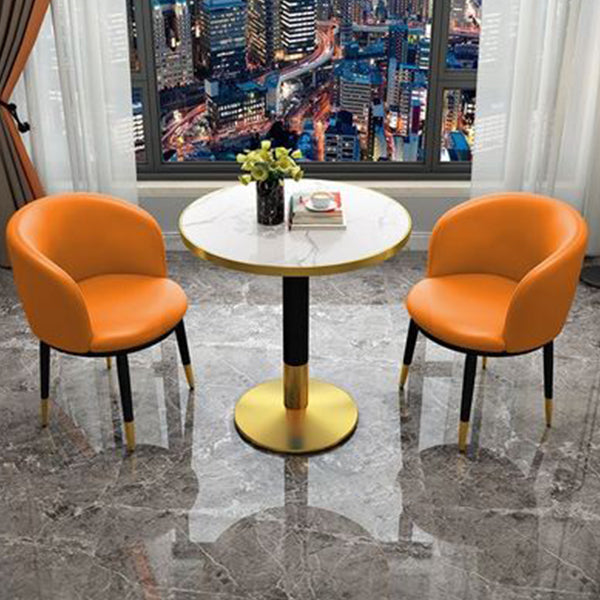Silla sin brazos de comedor de metal Glam, silla lateral de comedor tapizada para restaurante