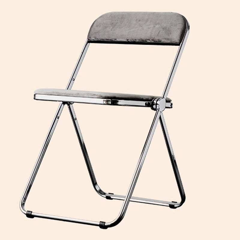 Sillas de comedor sin brazos plegables con respaldo abierto, silla lateral con patas de metal
