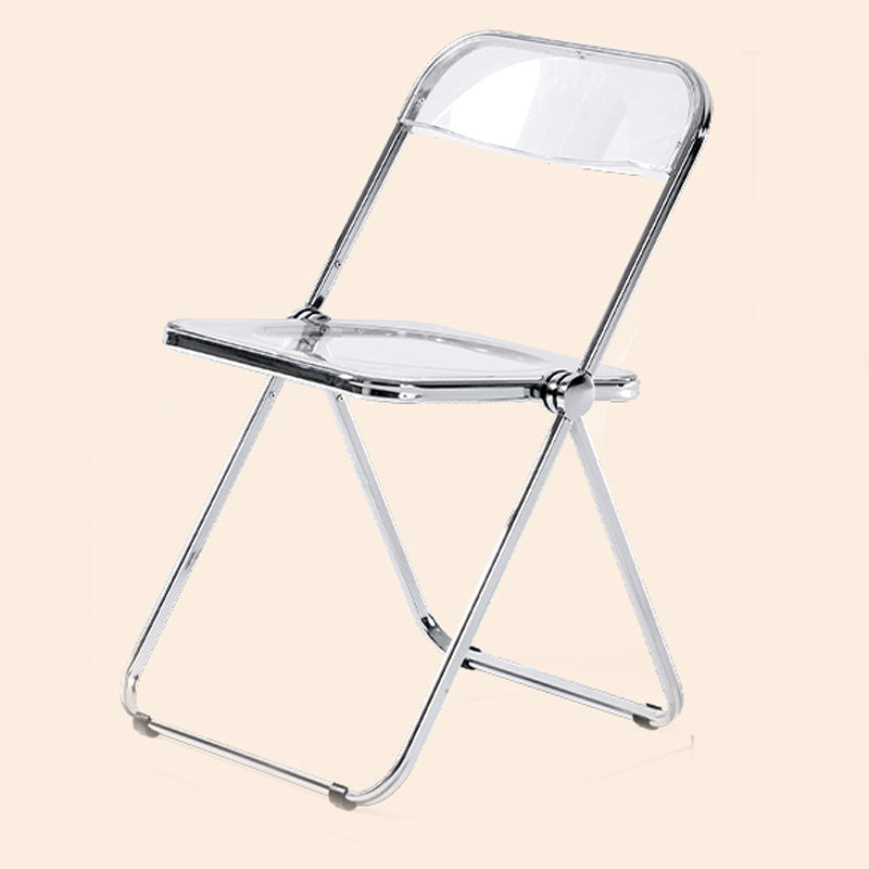 Sillas de comedor sin brazos plegables con respaldo abierto, silla lateral con patas de metal