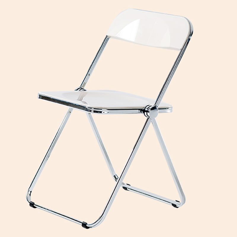 Sillas de comedor sin brazos plegables con respaldo abierto, silla lateral con patas de metal
