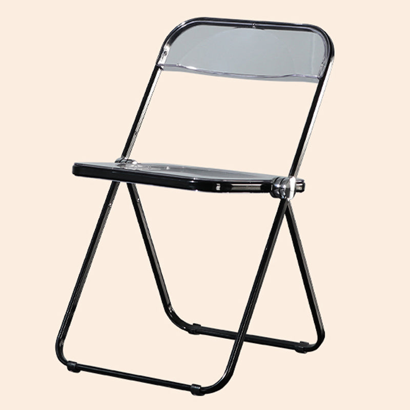 Sillas de comedor sin brazos plegables con respaldo abierto, silla lateral con patas de metal