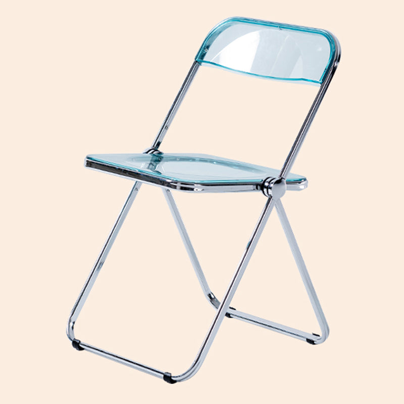 Sillas de comedor sin brazos plegables con respaldo abierto, silla lateral con patas de metal